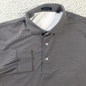 Turtleson Polo Shirt Mens Large Black Micro Check Long Sleeve Golf Performance